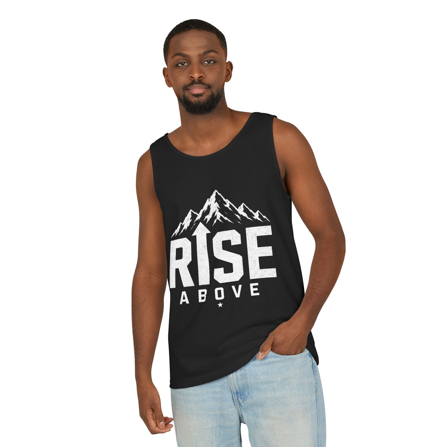 Rise Above Mountain Tank Top — Motivational Graphic Tank