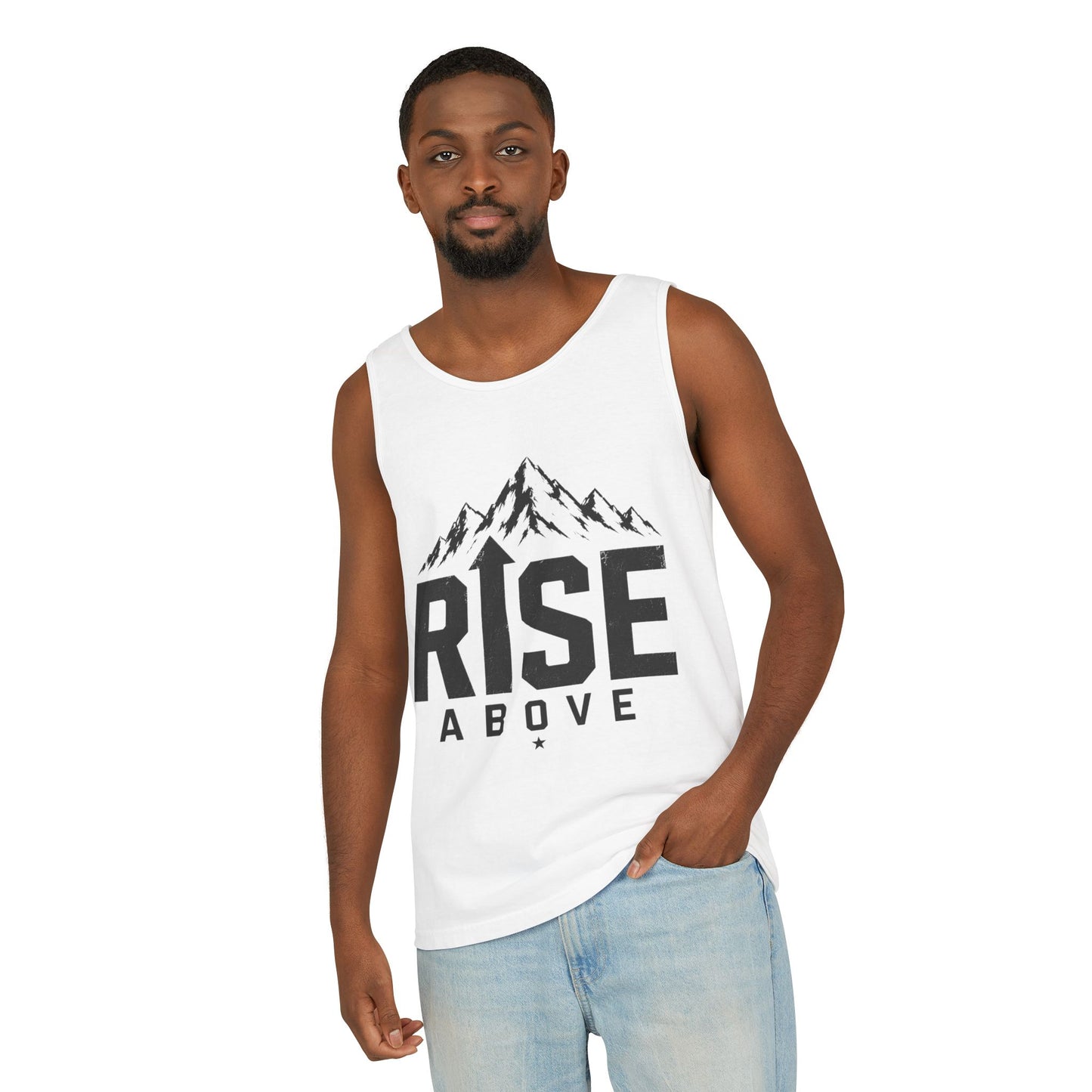 Rise Above Mountain Tank Top — Motivational Graphic Tank
