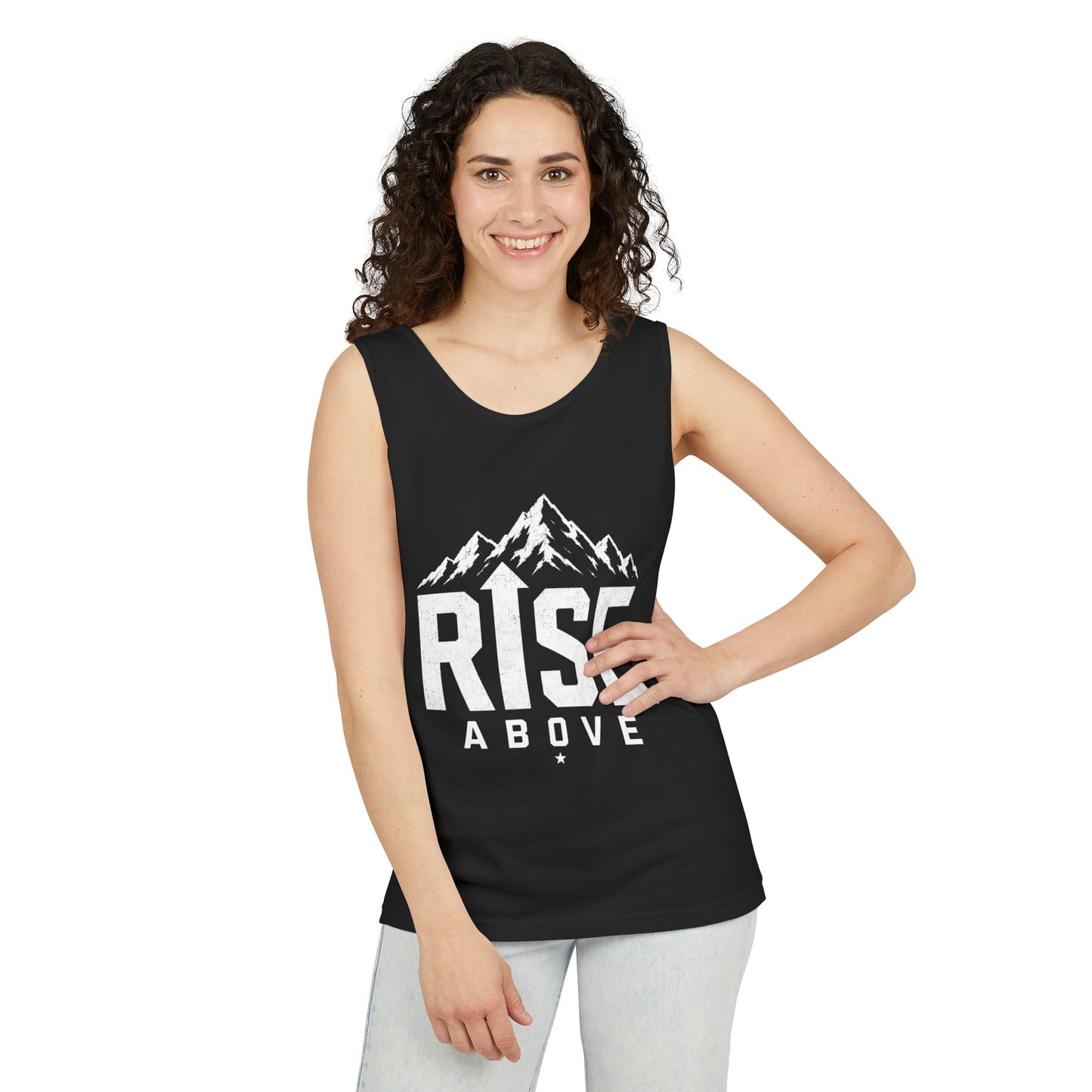 Rise Above Mountain Tank Top — Motivational Graphic Tank