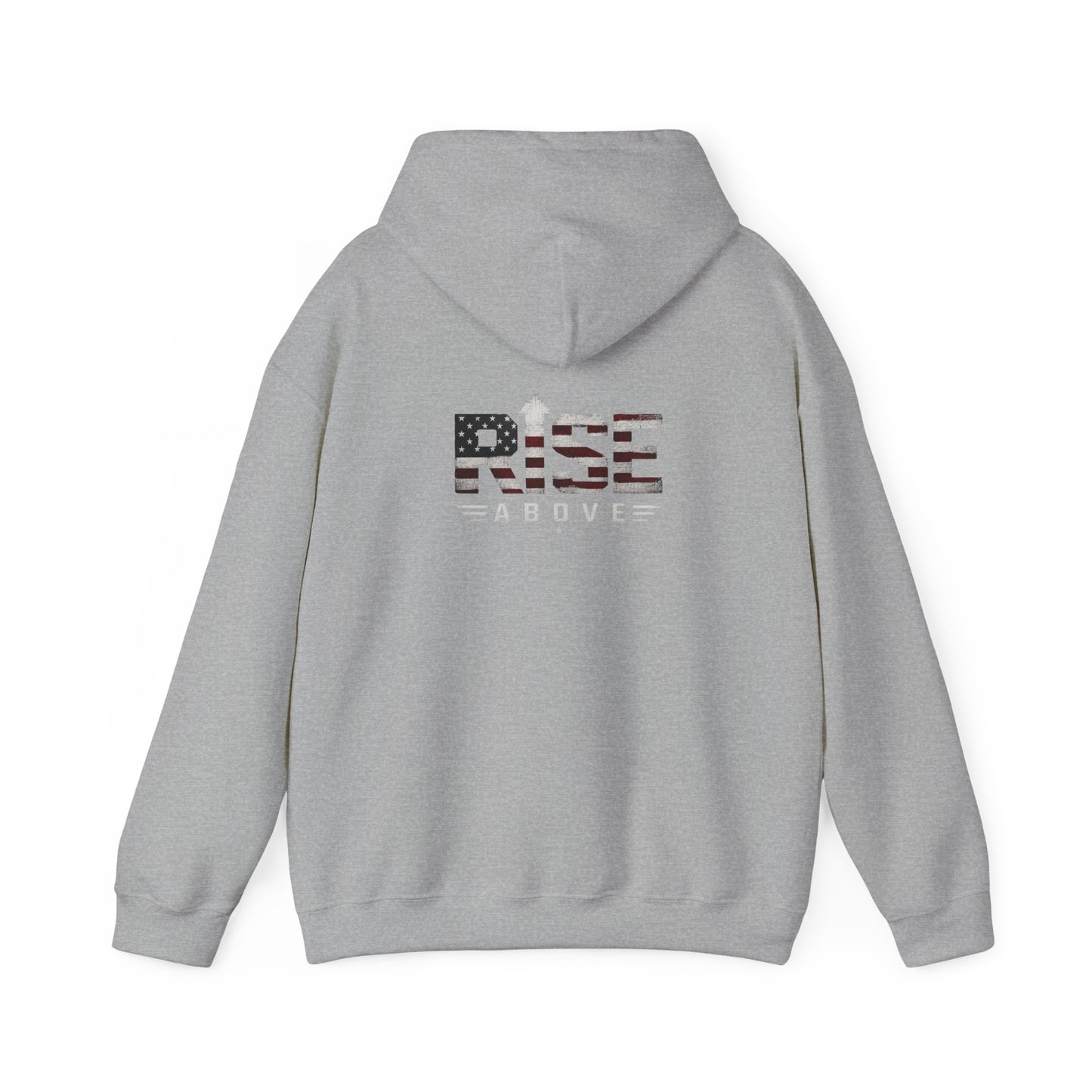 Rise Above Hoodie – American Flag Patriotic Graphic Pullover