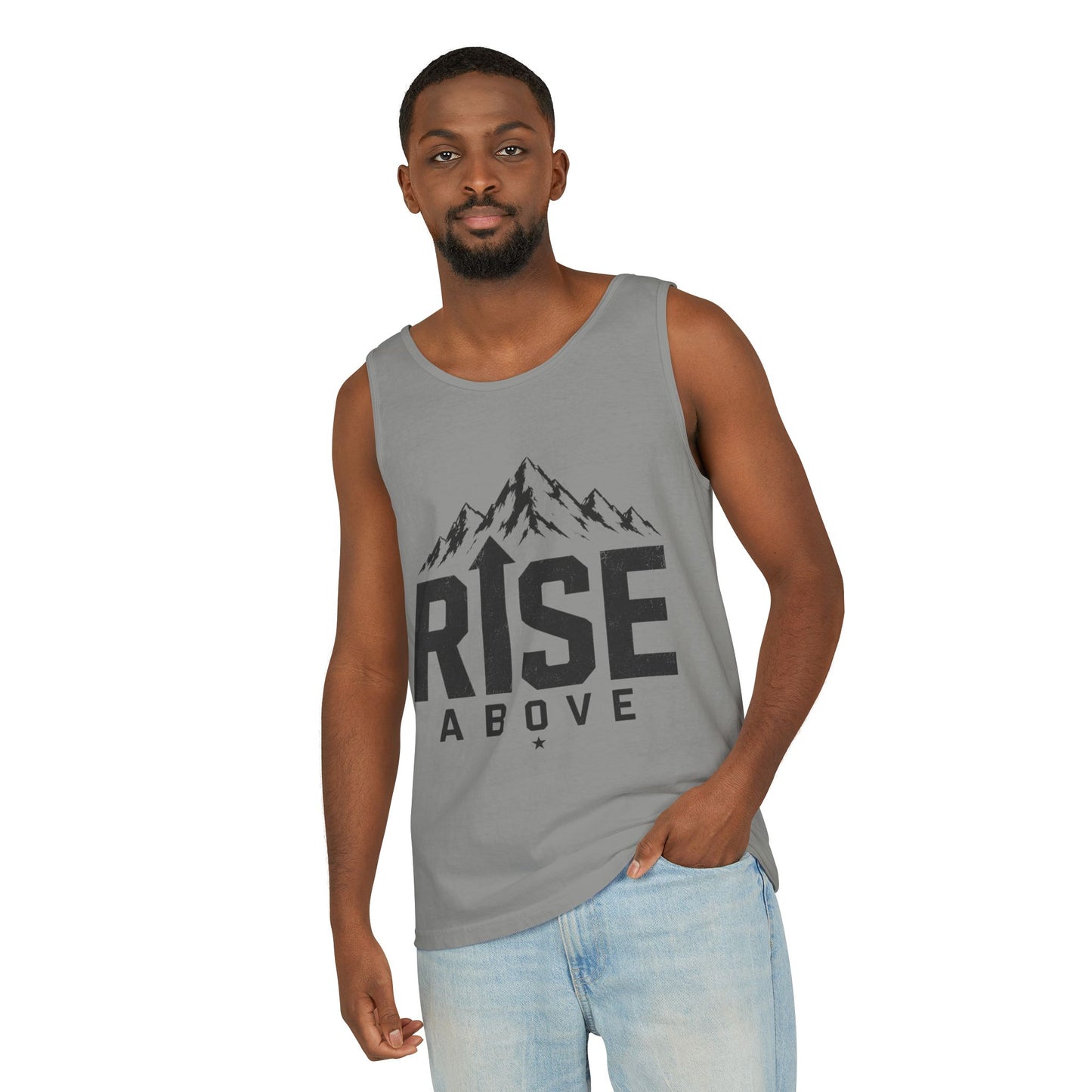 Rise Above Mountain Tank Top — Motivational Graphic Tank