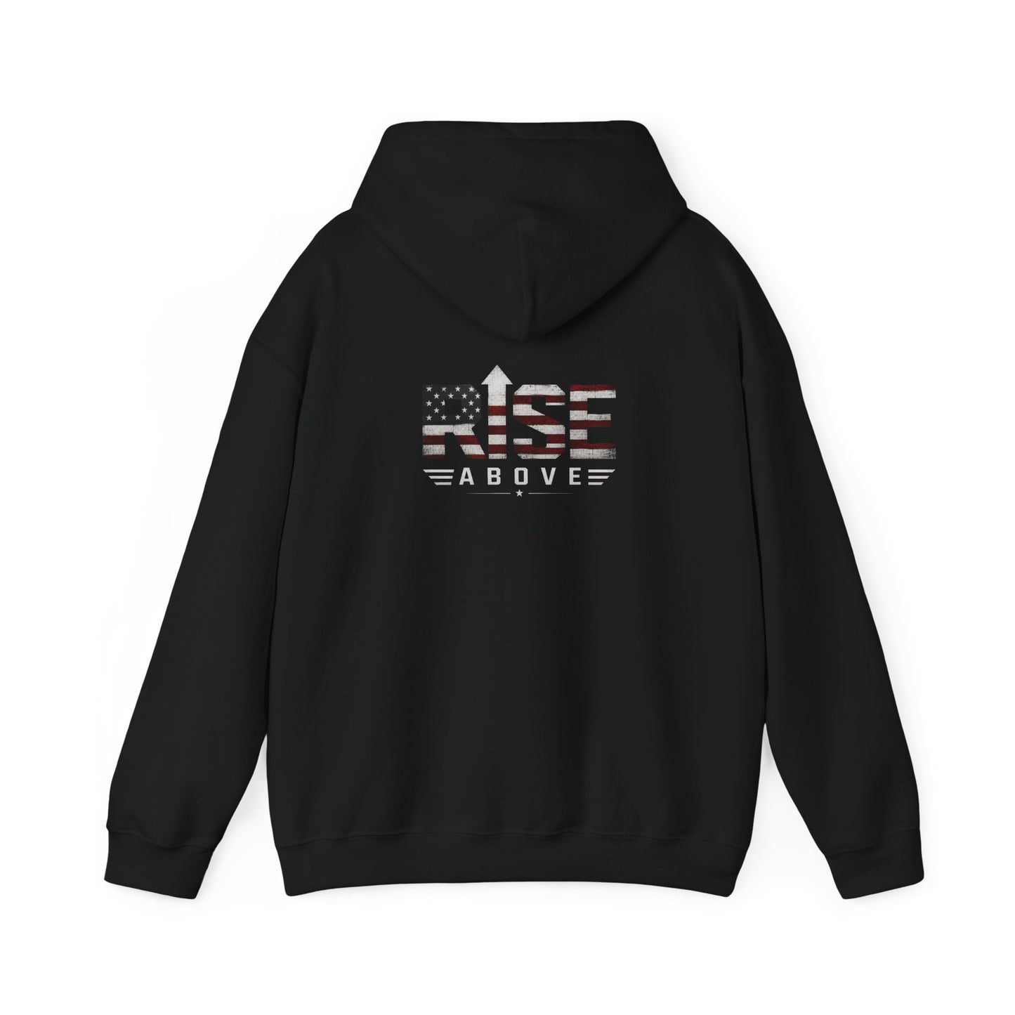 Rise Above Hoodie – American Flag Patriotic Graphic Pullover