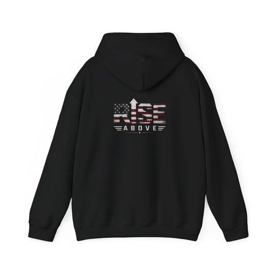 Rise Above Hoodie – American Flag Patriotic Graphic Pullover