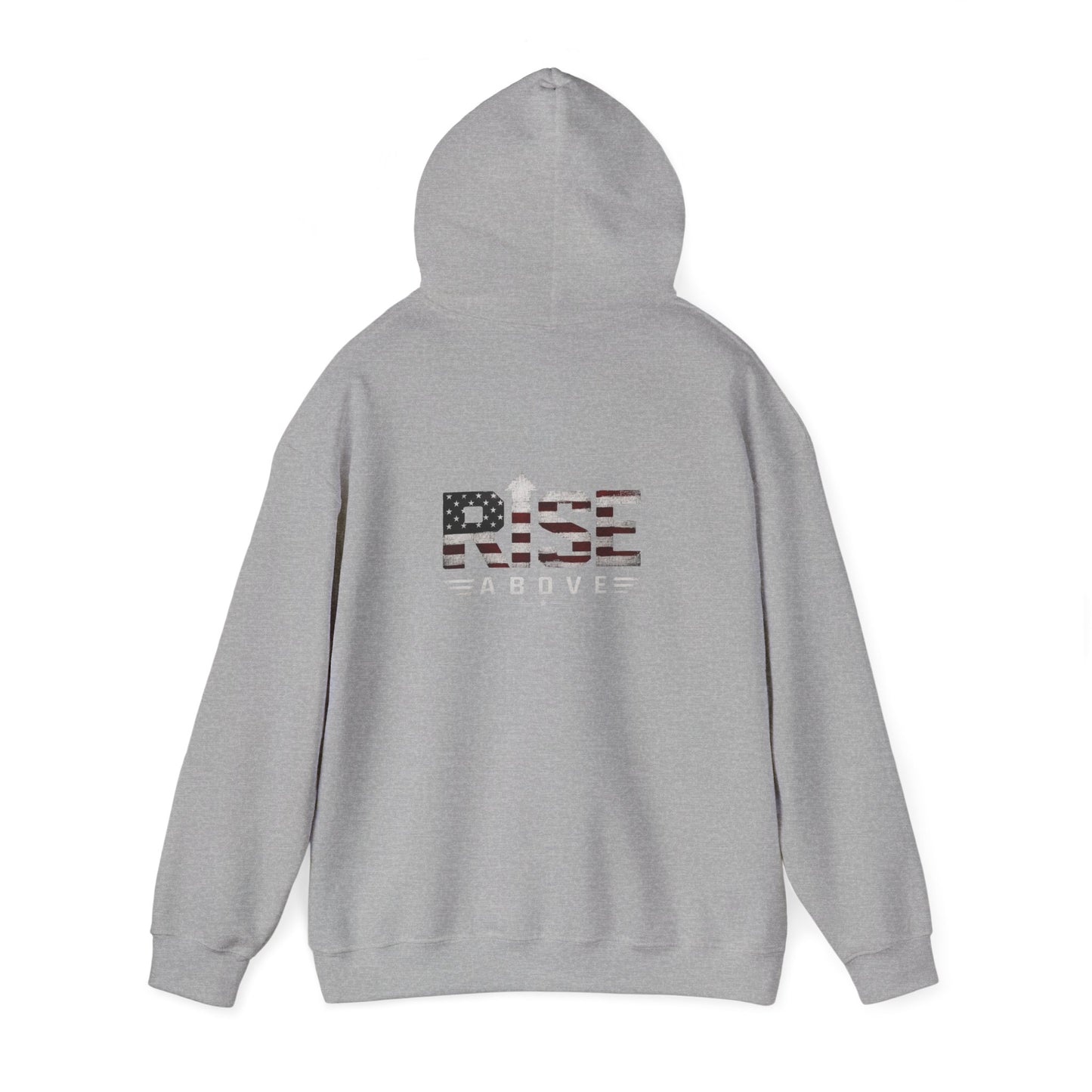 Rise Above Hoodie – American Flag Patriotic Graphic Pullover