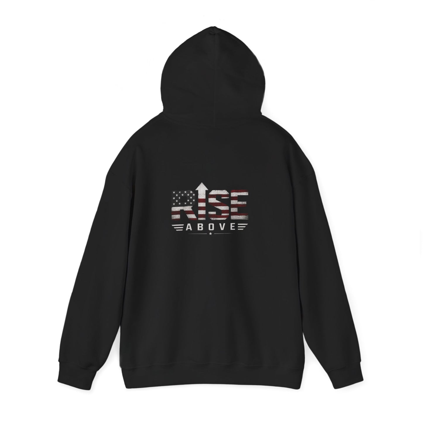 Rise Above Hoodie – American Flag Patriotic Graphic Pullover