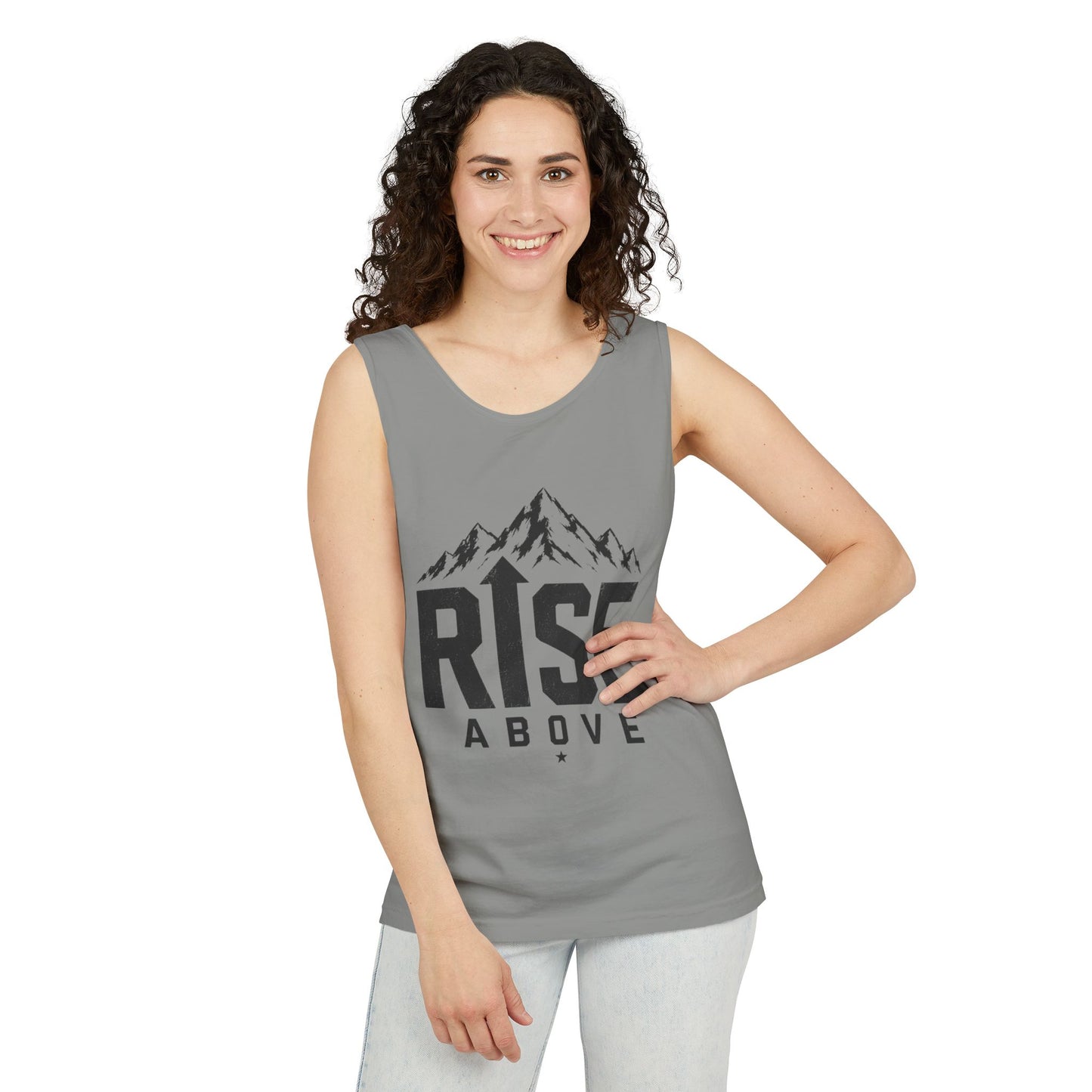 Rise Above Mountain Tank Top — Motivational Graphic Tank