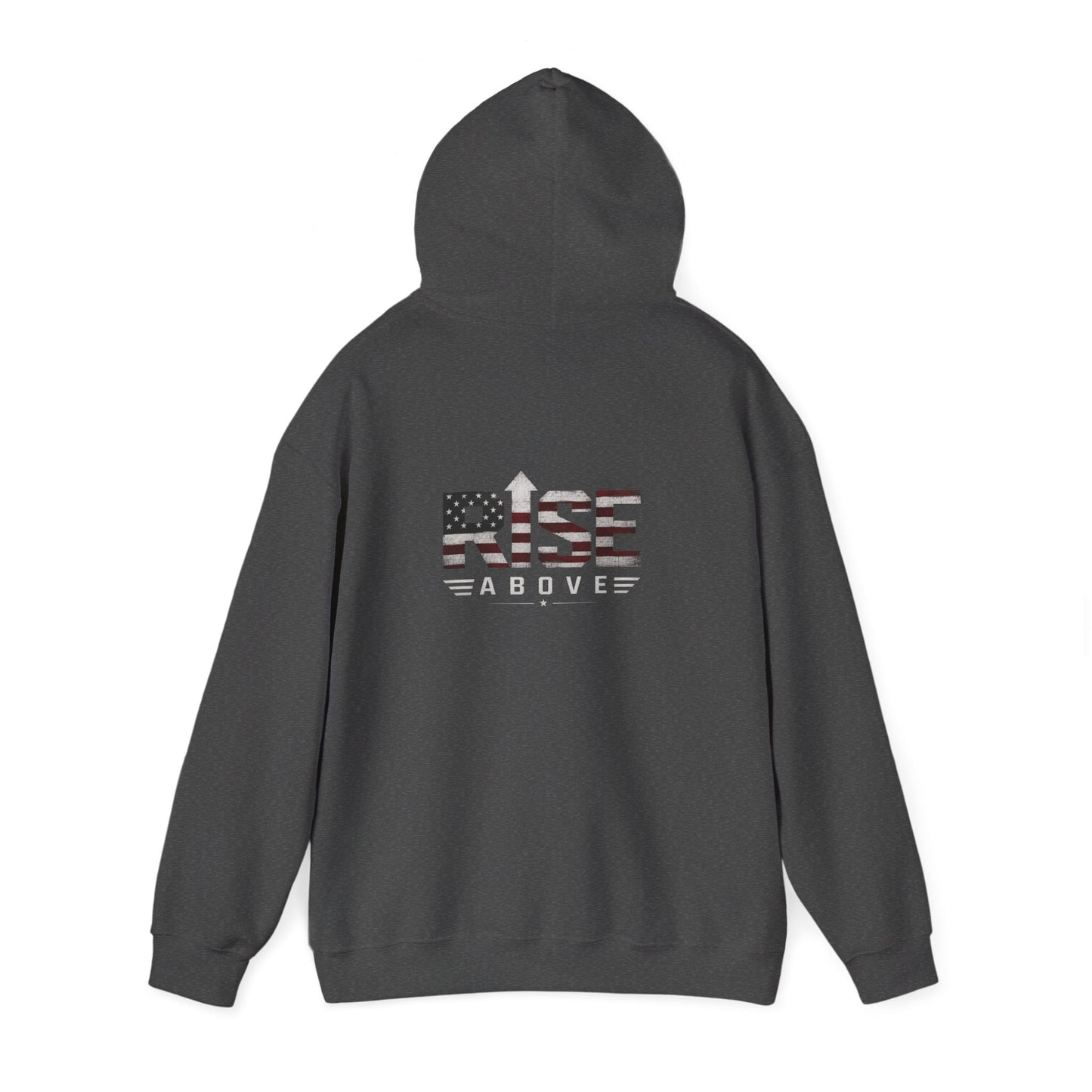 Rise Above Hoodie – American Flag Patriotic Graphic Pullover