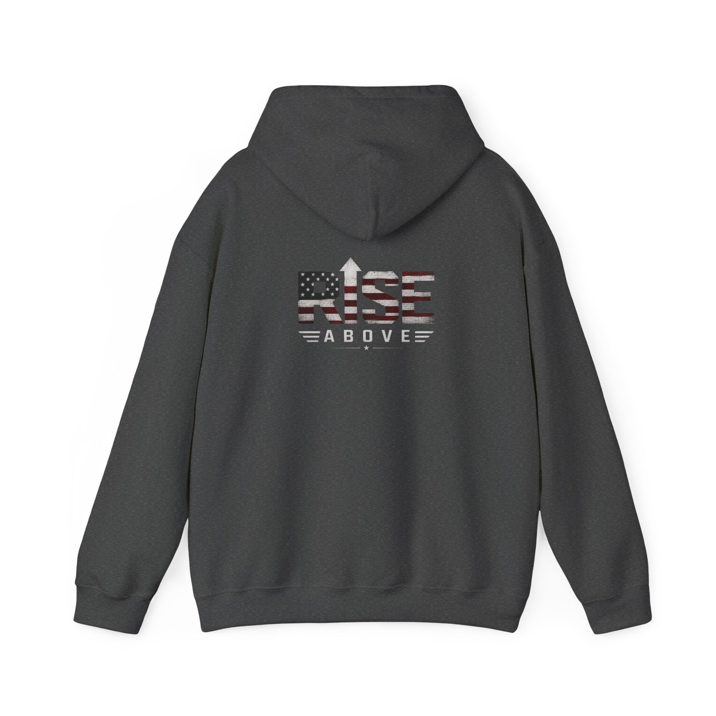 Rise Above Hoodie – American Flag Patriotic Graphic Pullover